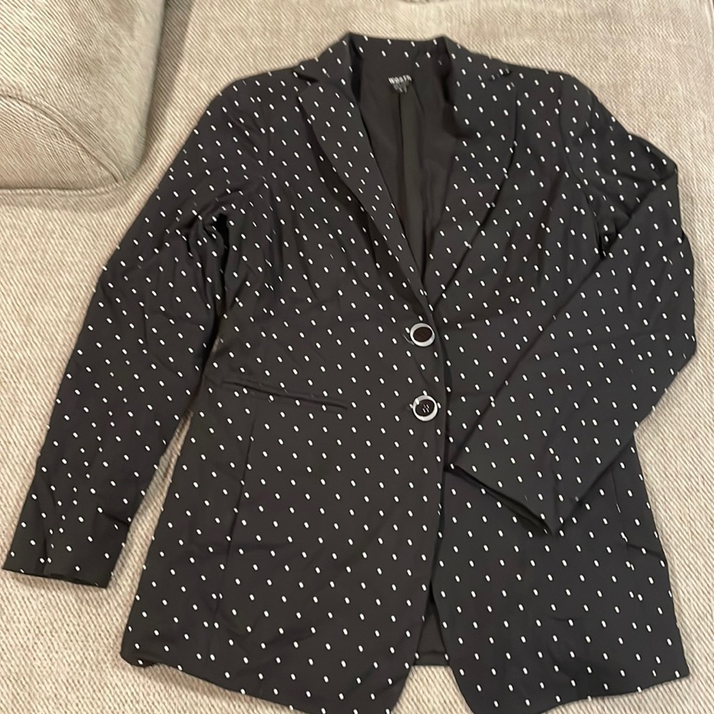 Black/white polka dot blazer